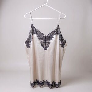 Cacique Lace Trim Satin Chemise Slip Dress Blush Cream Pink Size 22/24 Sexy